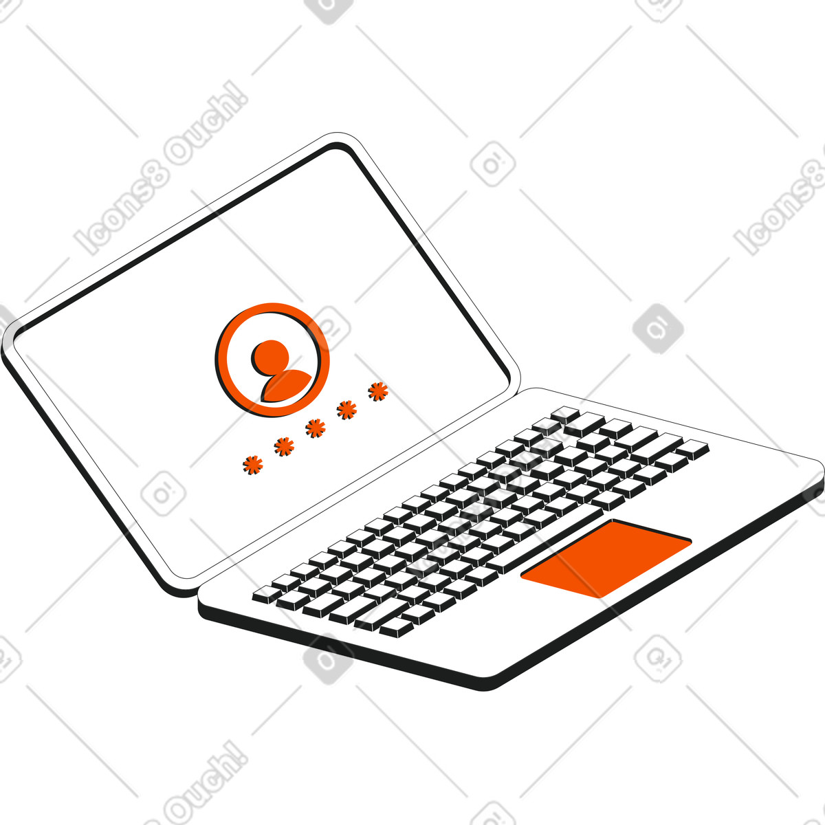 Laptop illustration in Strict style download in PNG, SVG