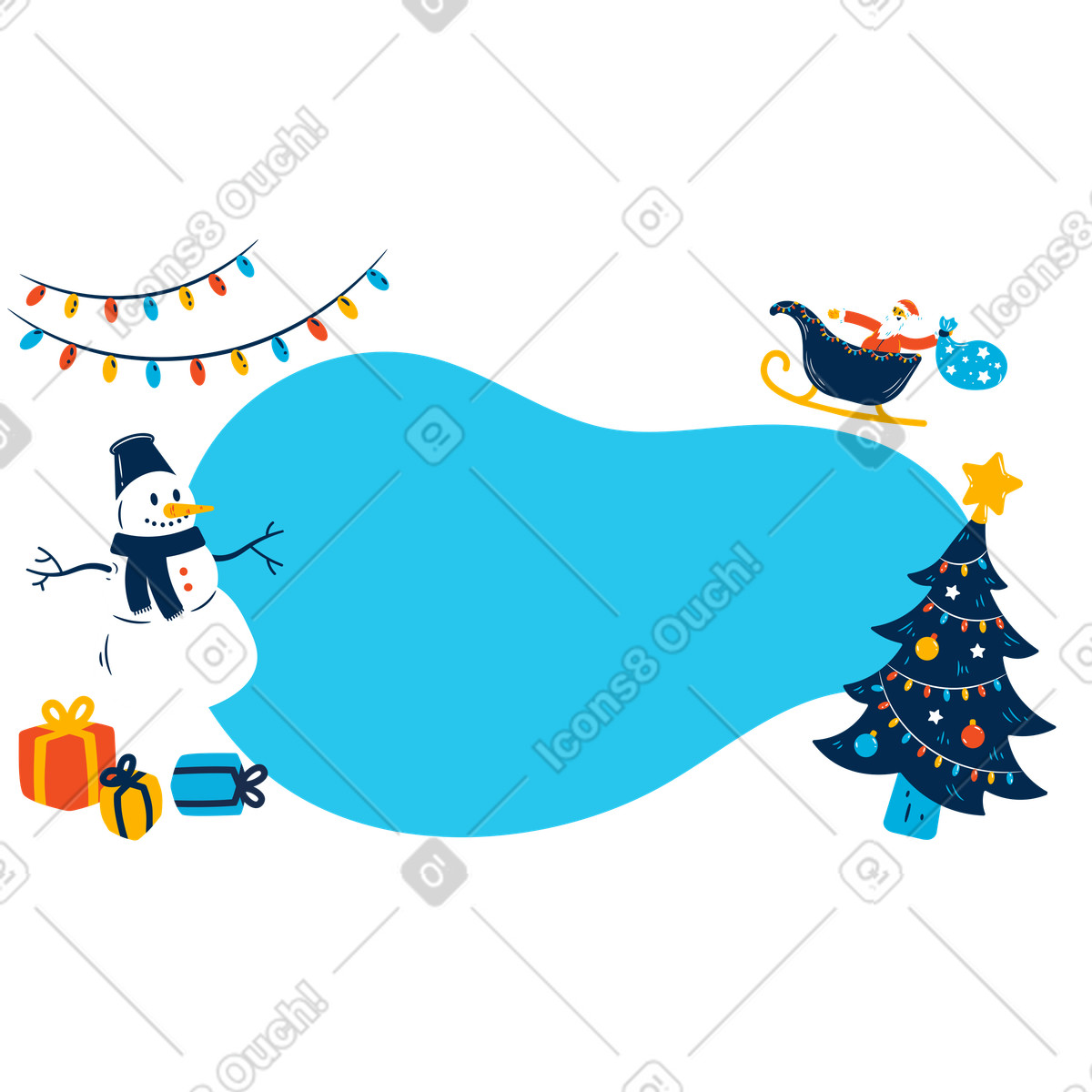 Christmas greeting card with copy space, Holiday invitation or announcement illustration in Flame style download in PNG, SVG