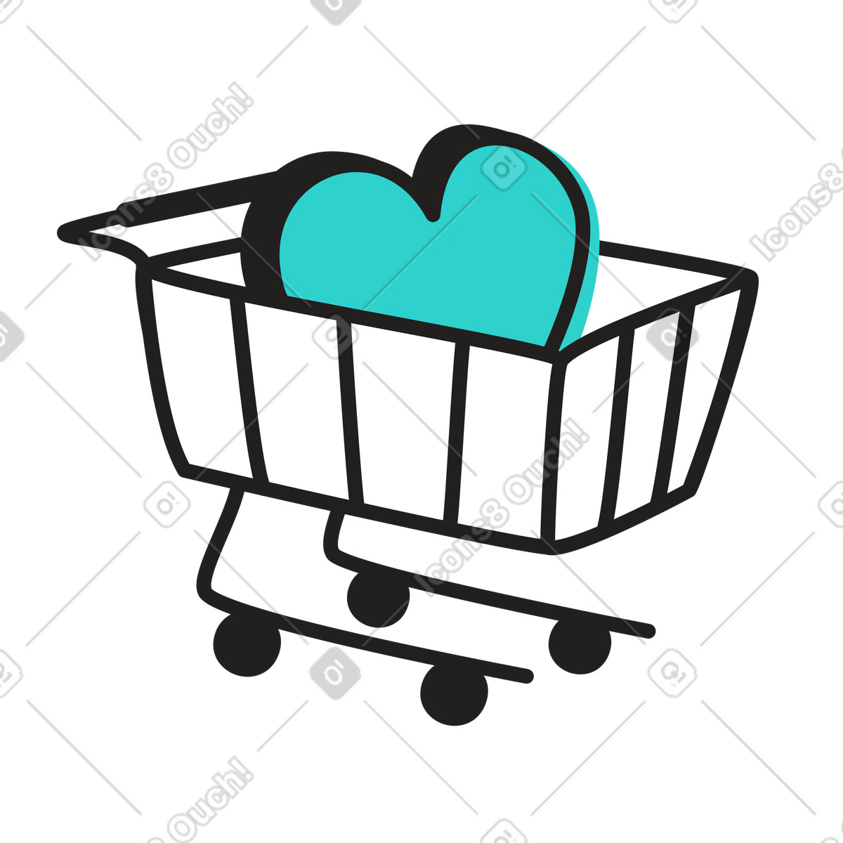 Favorite products in a shopping cart illustration Little style download PNG, SVG