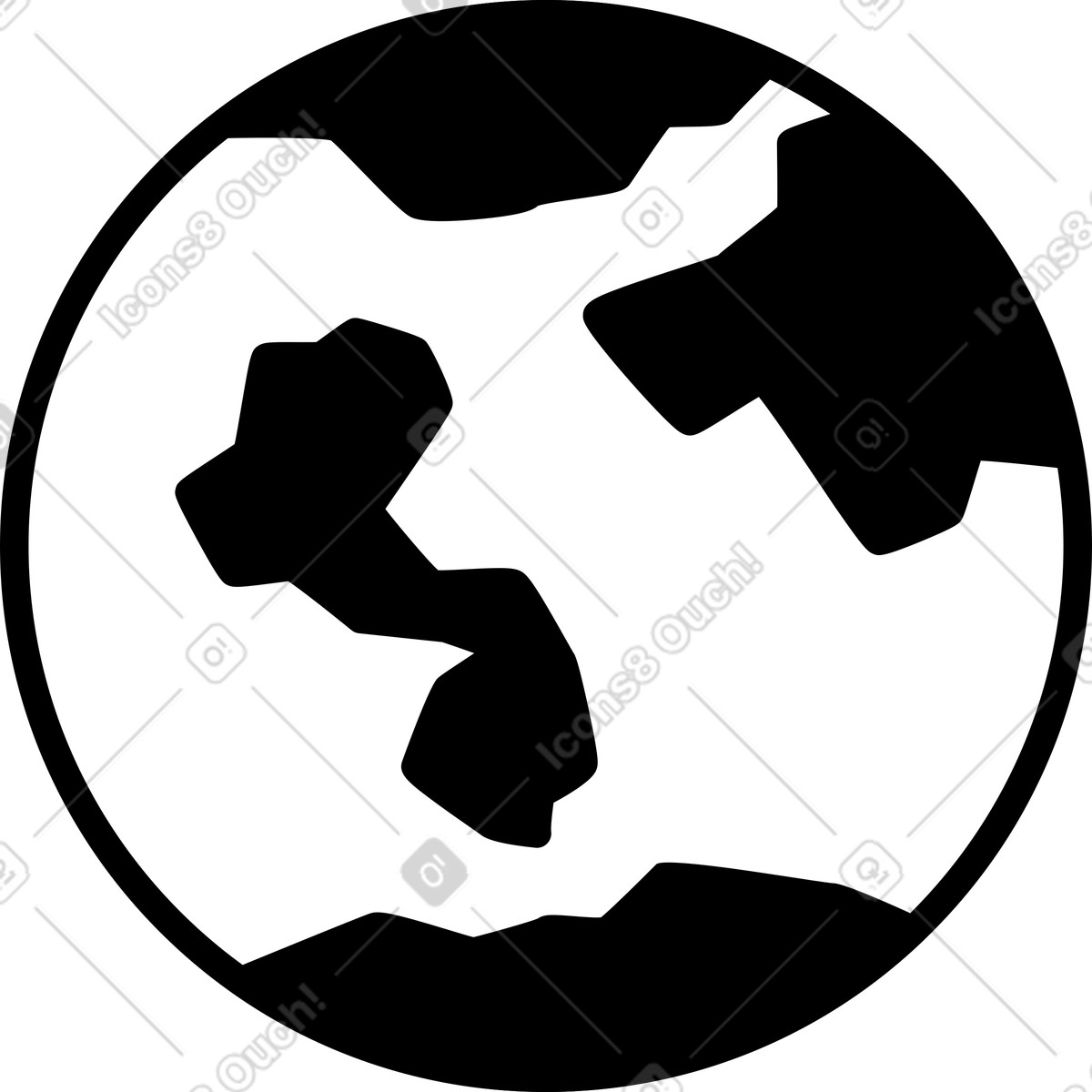 Notion Line Art 스타일의 Earth globe silhouette with continents africa europe and americas visible 일러스트레이션 PNG, SVG 다운로드