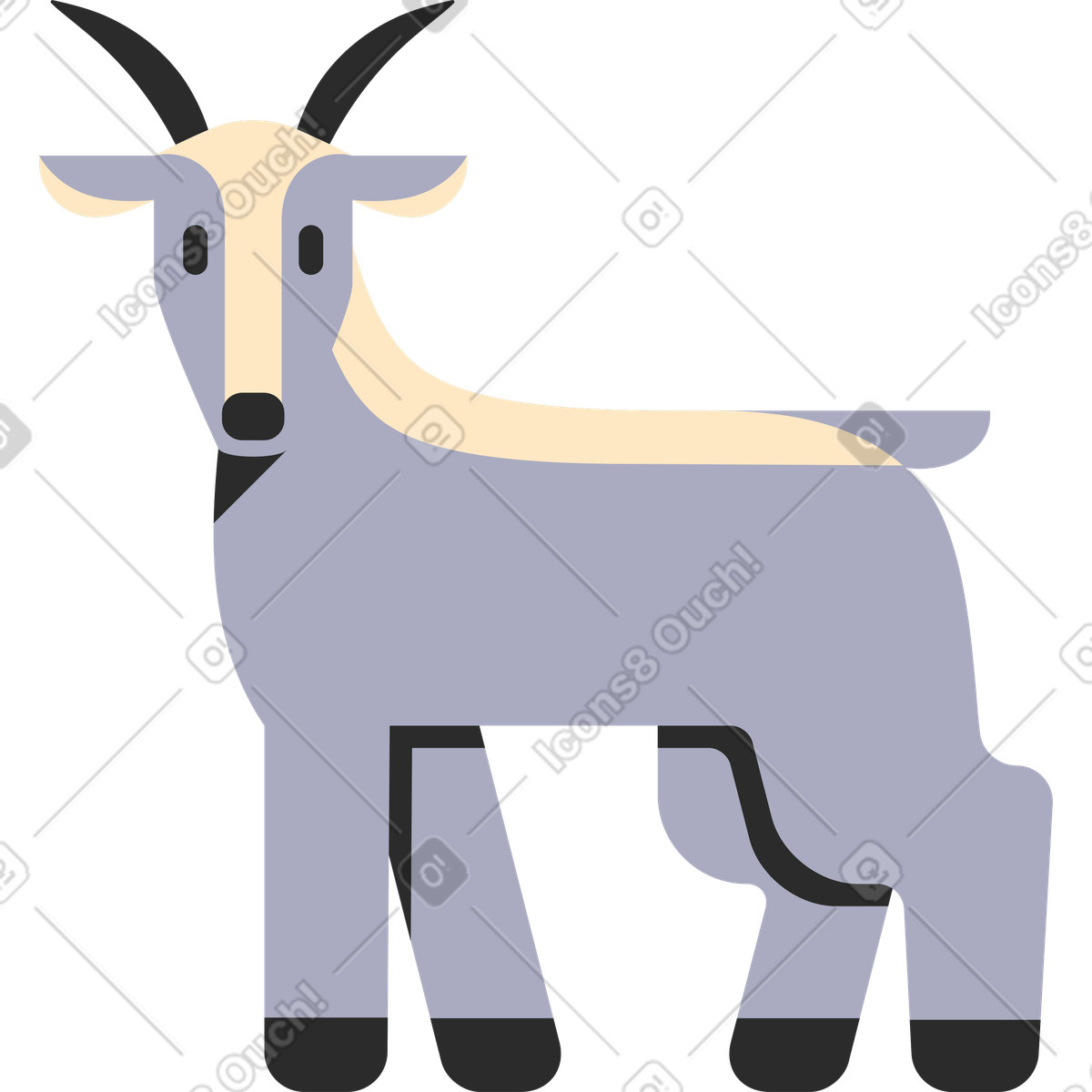 Goat illustration in Marginalia style download in PNG, SVG