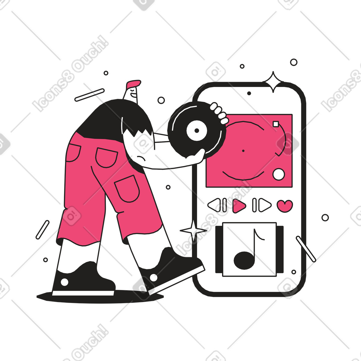 Using mobile music player clipart illustration for listening on the go, featuring free vector graphics