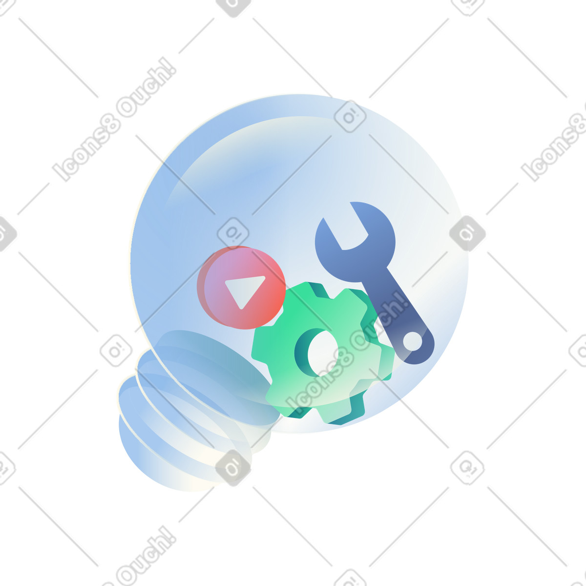 Lightbulb representing content creation tools and ideas for digital marketing illustrazione in stile Beam scarica in PNG, SVG