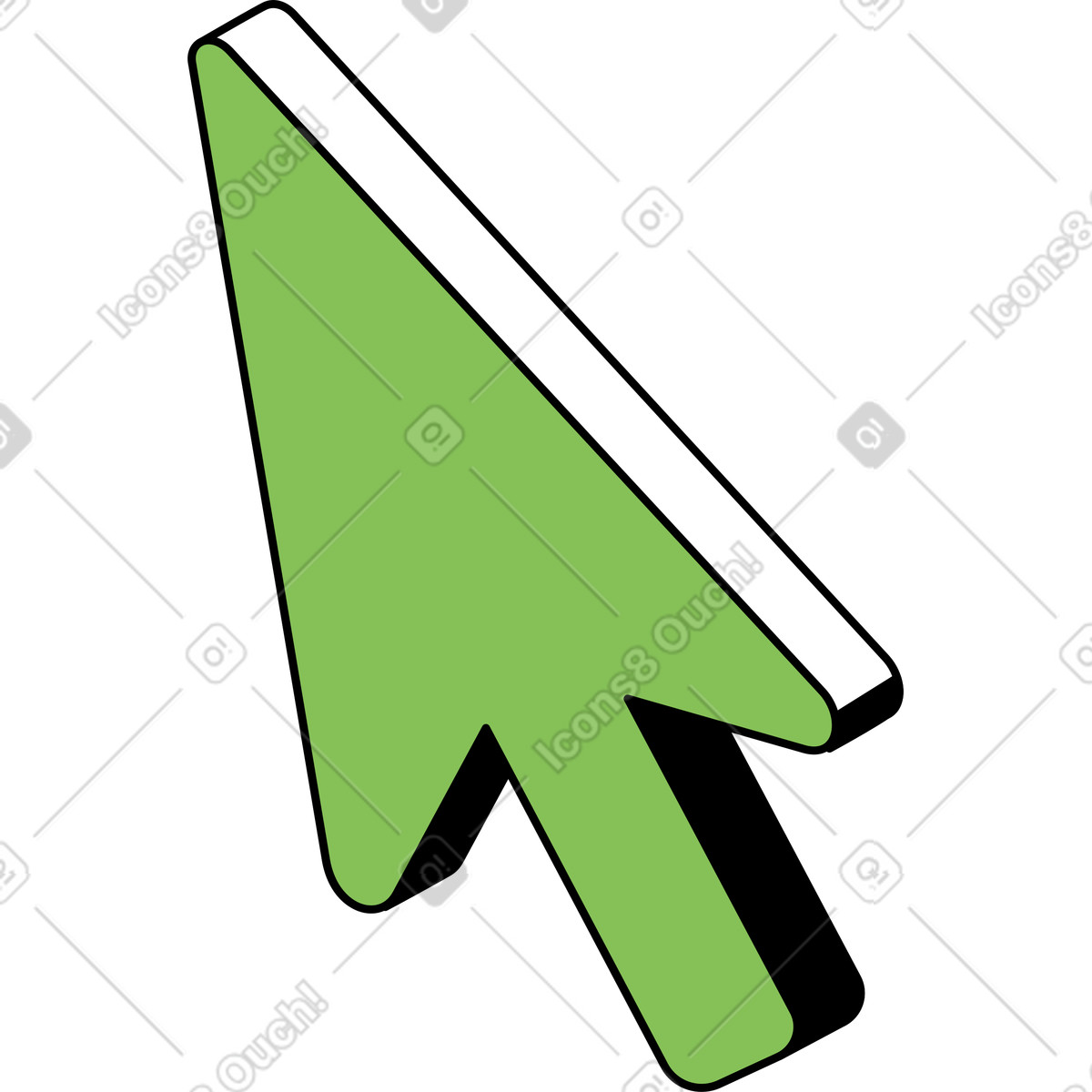 Green cursor arrow illustration in Isometric style download in PNG, SVG