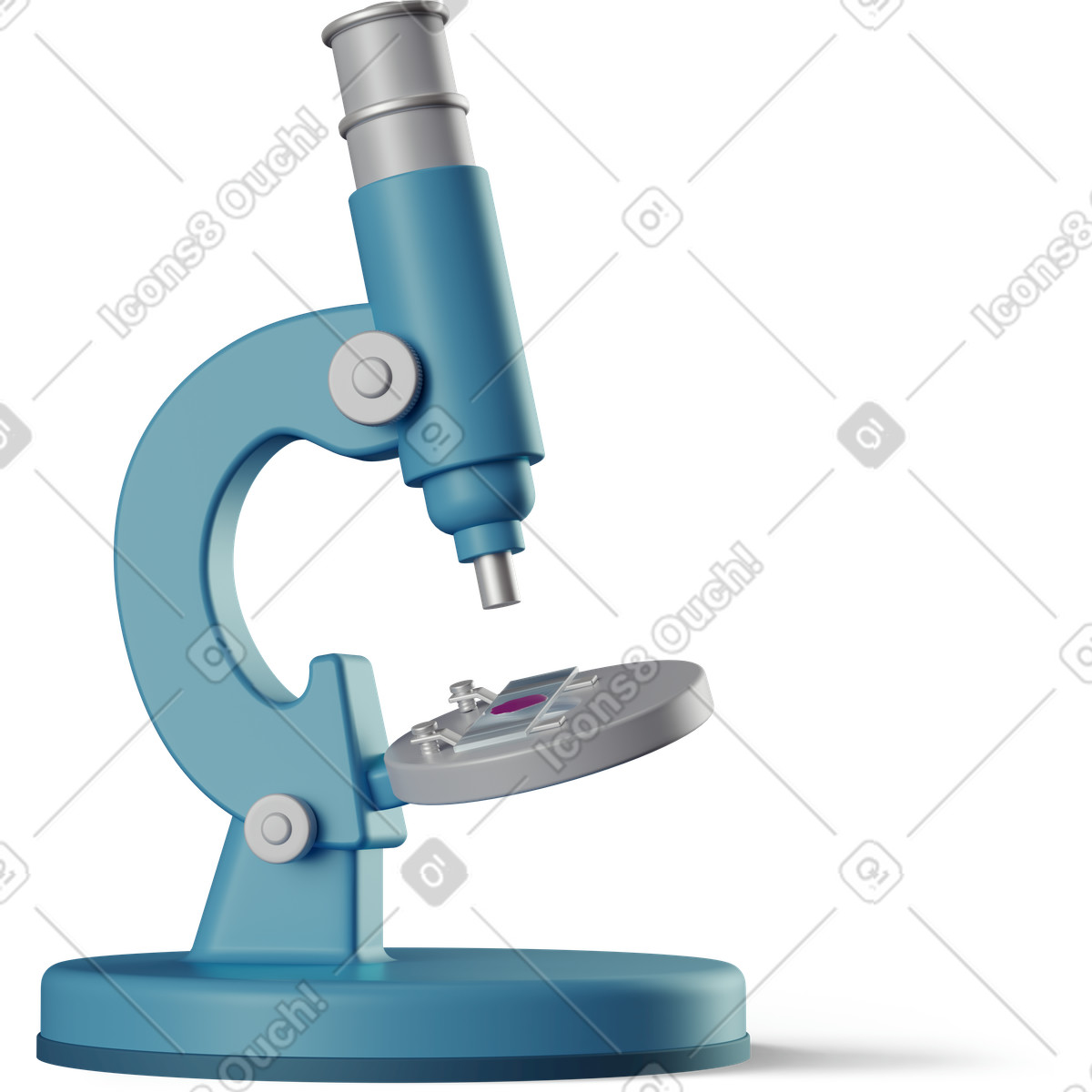 Blue microscope illustration in 3D Business style download in PNG, SVG