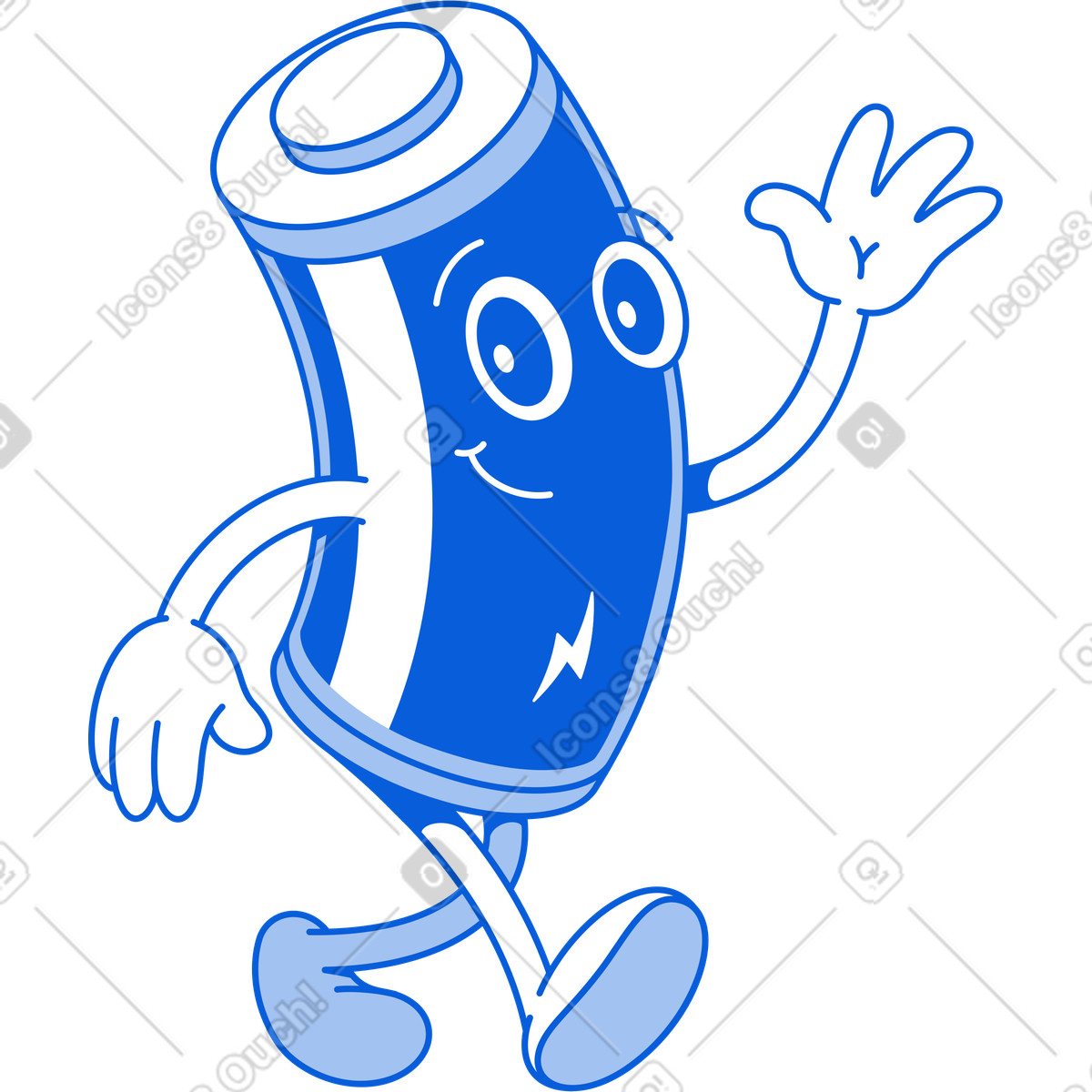 Glückliche batterie-Illustration im Handy Line-Stil als Download in PNG, SVG
