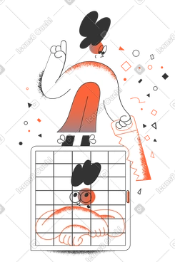 Person sawing a cage to break a friend out of jail PNG, SVG
