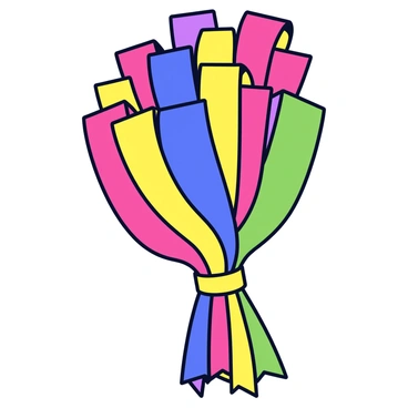 A collection of colorful ribbons bundled together for crafting