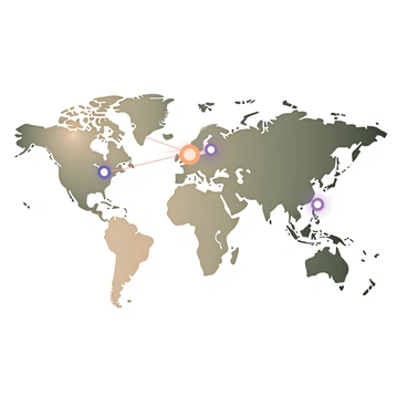 A map of the world with interconnected lines representing global SaaS connectivity