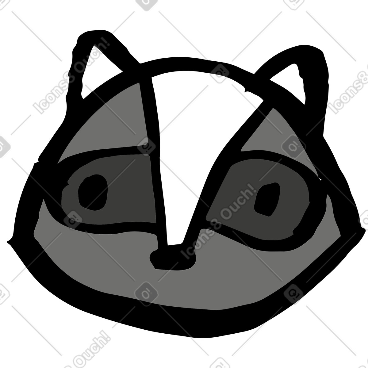 Scandi スタイルの アナグマの頭 のイラストをPNG、SVG形式でダウンロード