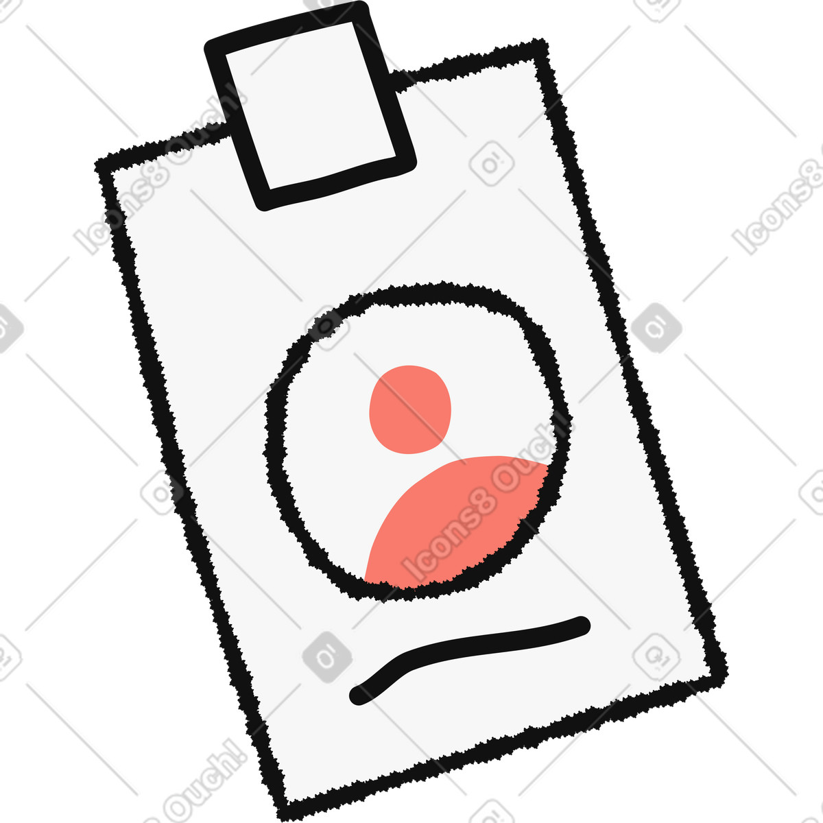 Badge identification card with user avatar icon and name line illustrazione in stile Bold People scarica in PNG, SVG