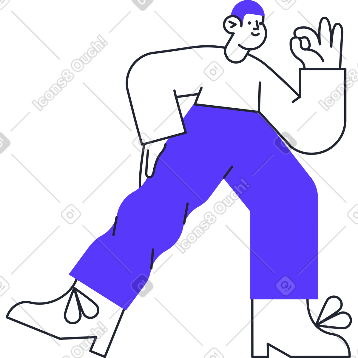 Ilustração de Aprovando homem em no estilo Pablita para baixar em PNG, SVG