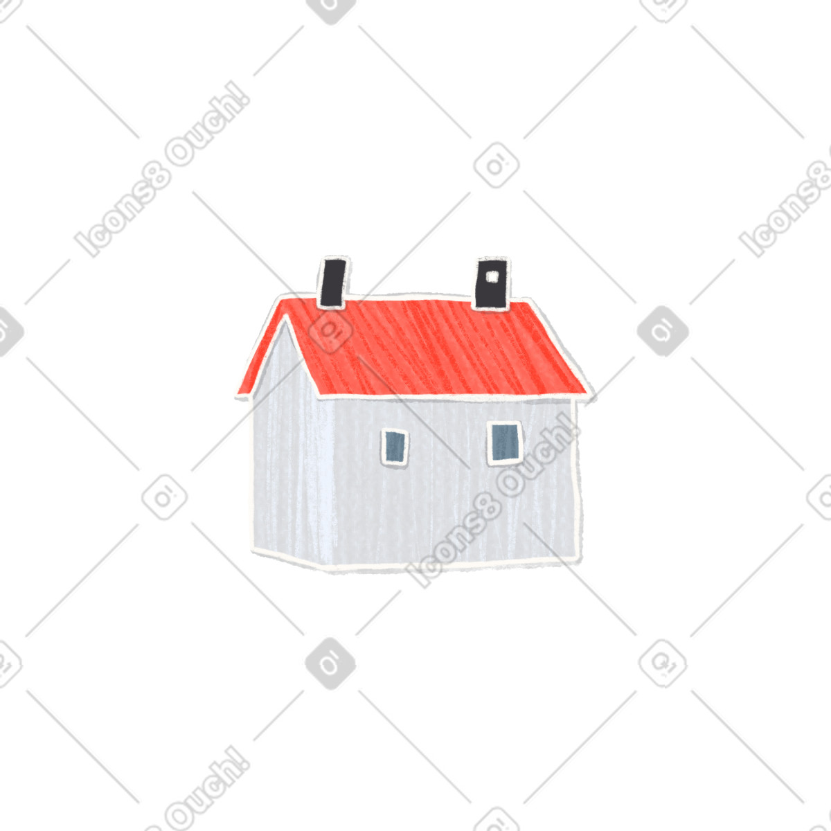 Weißes haus mit rotem dach-Illustration im Crafty-Stil als Download in PNG, SVG