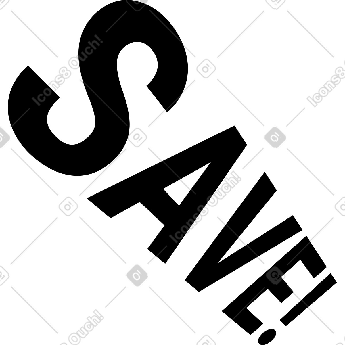 Testo in prospettiva salva! illustrazione stile Memphis scarica PNG, SVG