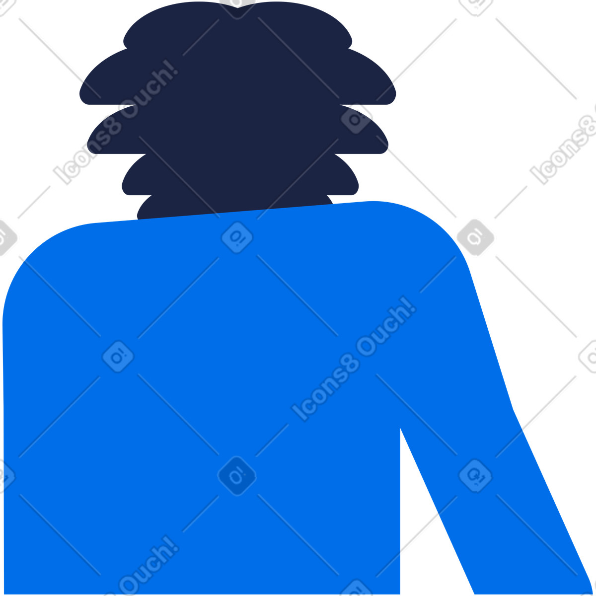 下载 Urban 风格的 Man with voluminous hairstyle view from back 插画，支持 PNG、SVG 格式