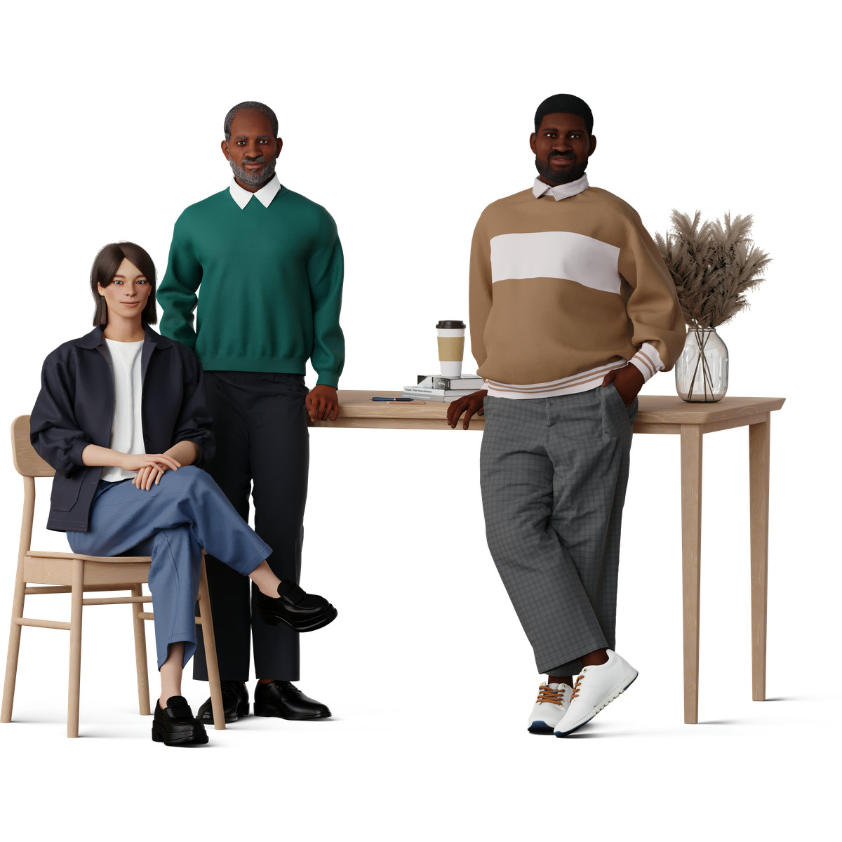 Ilustração de Men and young woman at work em PNG e SVG