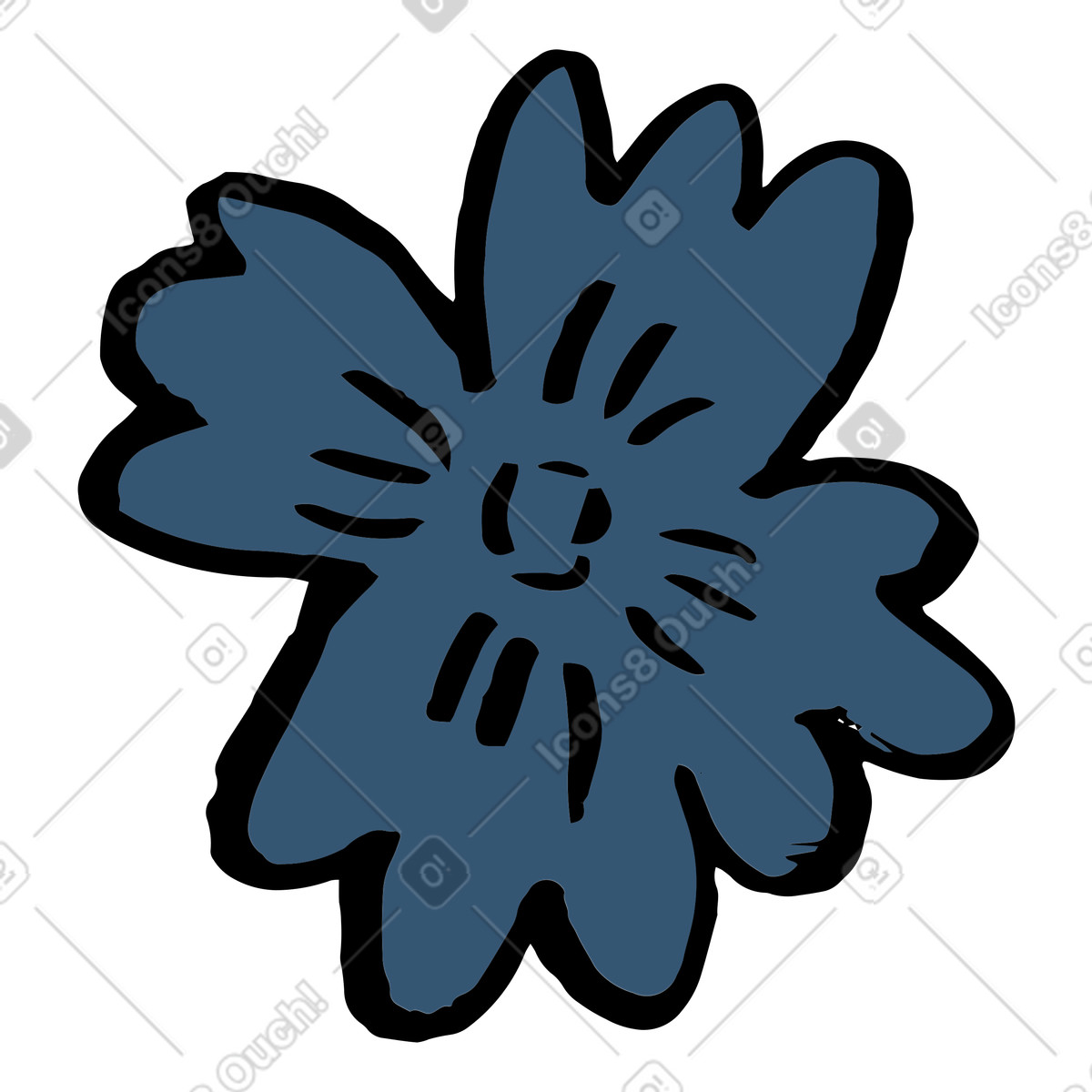 Scandi 스타일의 Dark blue flower 일러스트레이션 PNG, SVG 다운로드