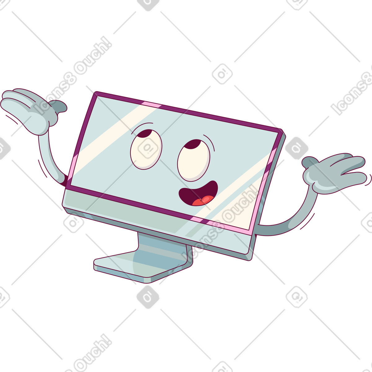 Ilustração de Joyful monitor raised his hands em no estilo Handy para baixar em PNG, SVG