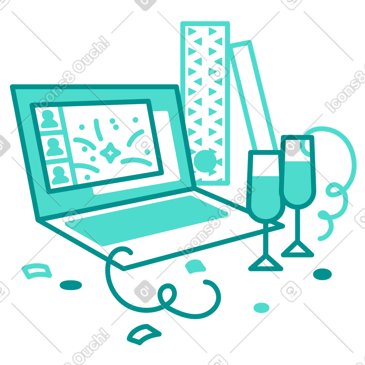 Corporate events at remote work illustration in PNG, SVG