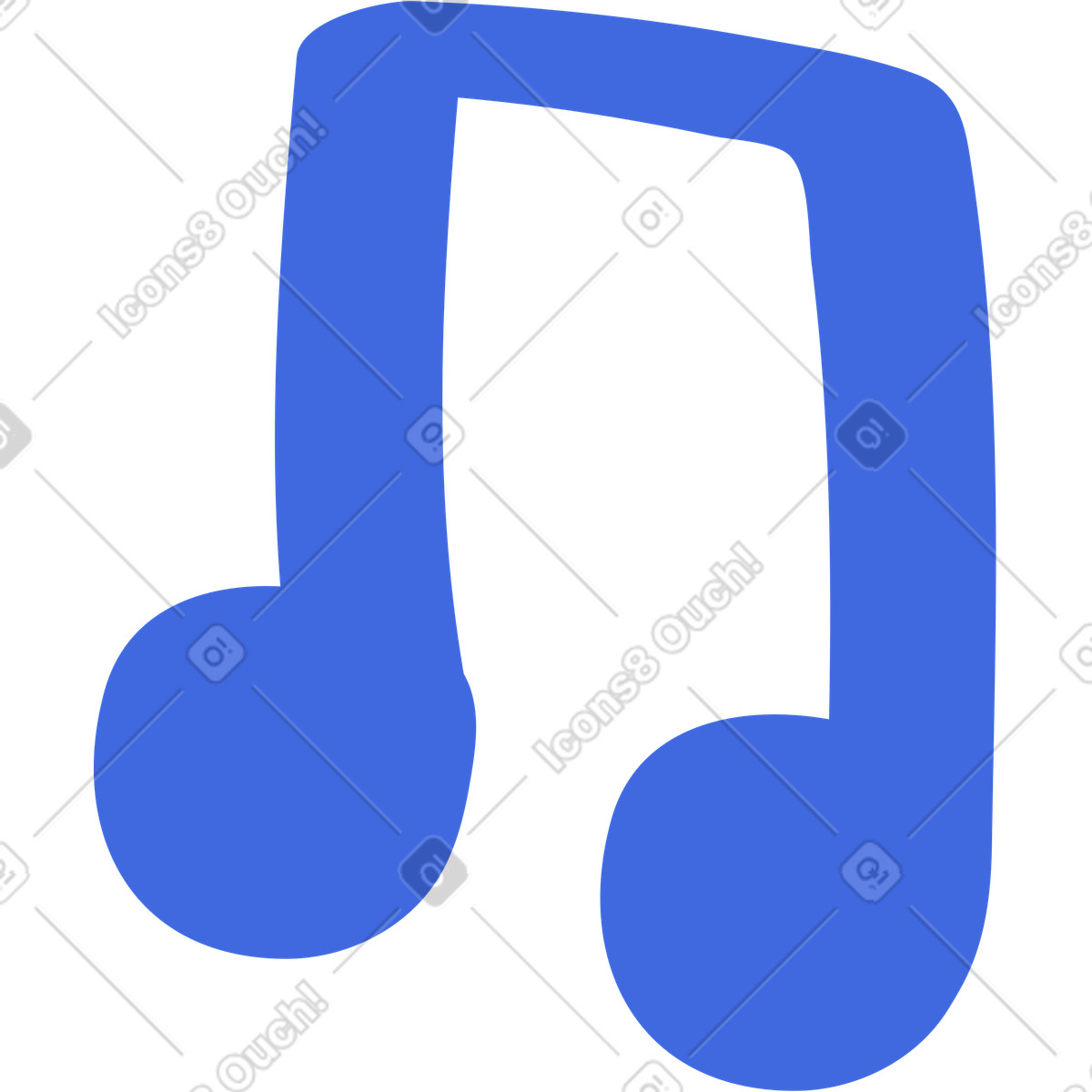 Ilustración Music note pair bold blue eighth notes minimal symbol en estilo Ballpoint Pen a descargar en PNG y SVG
