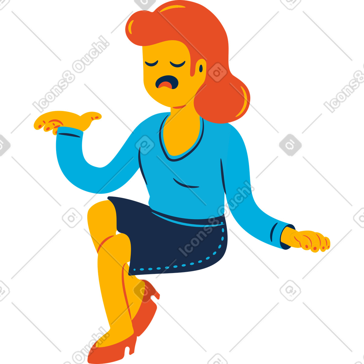 Ilustración Mujer triste en estilo Flame a descargar en PNG y SVG