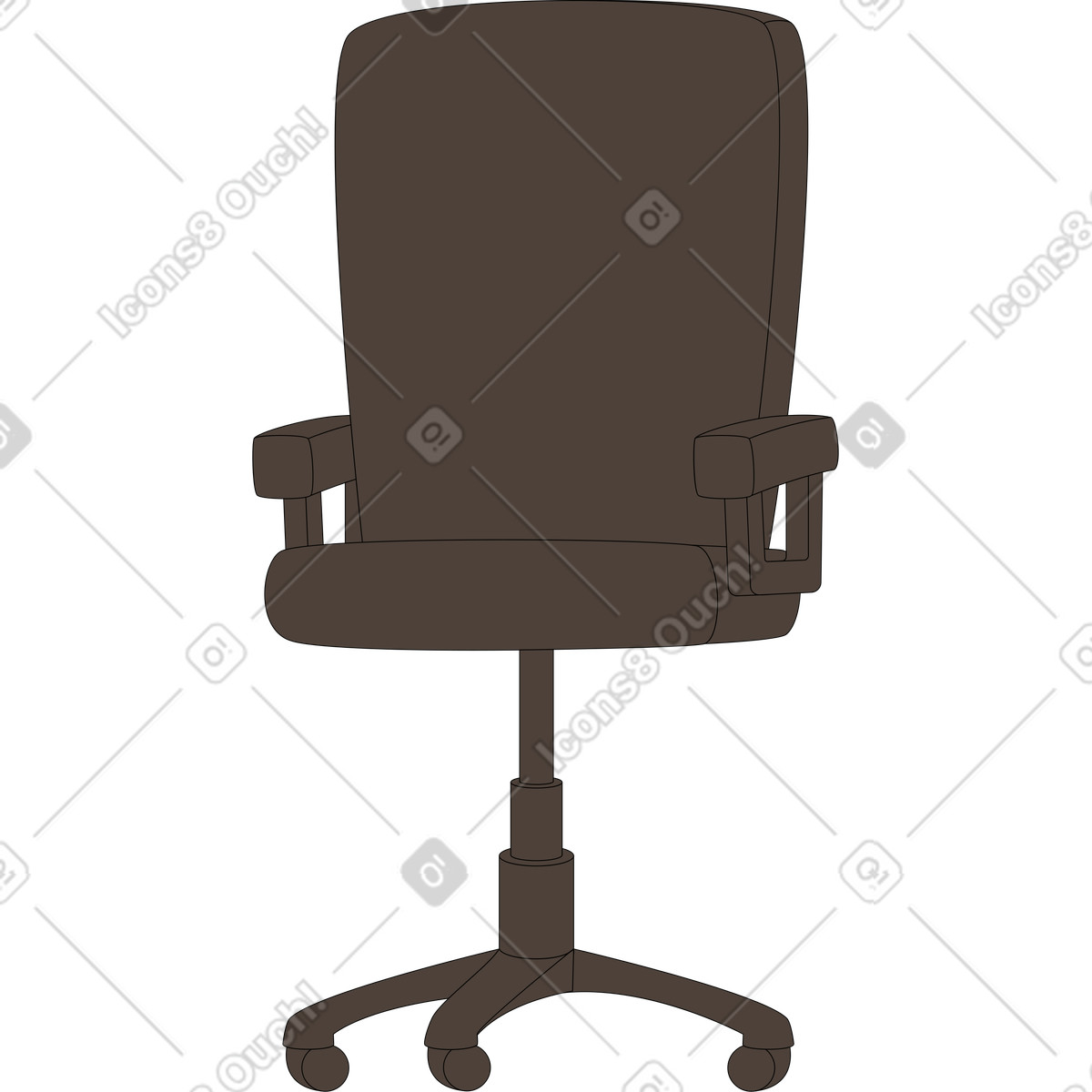Executive rolling chair for workplace seating illustration in Sitcom style download in PNG, SVG