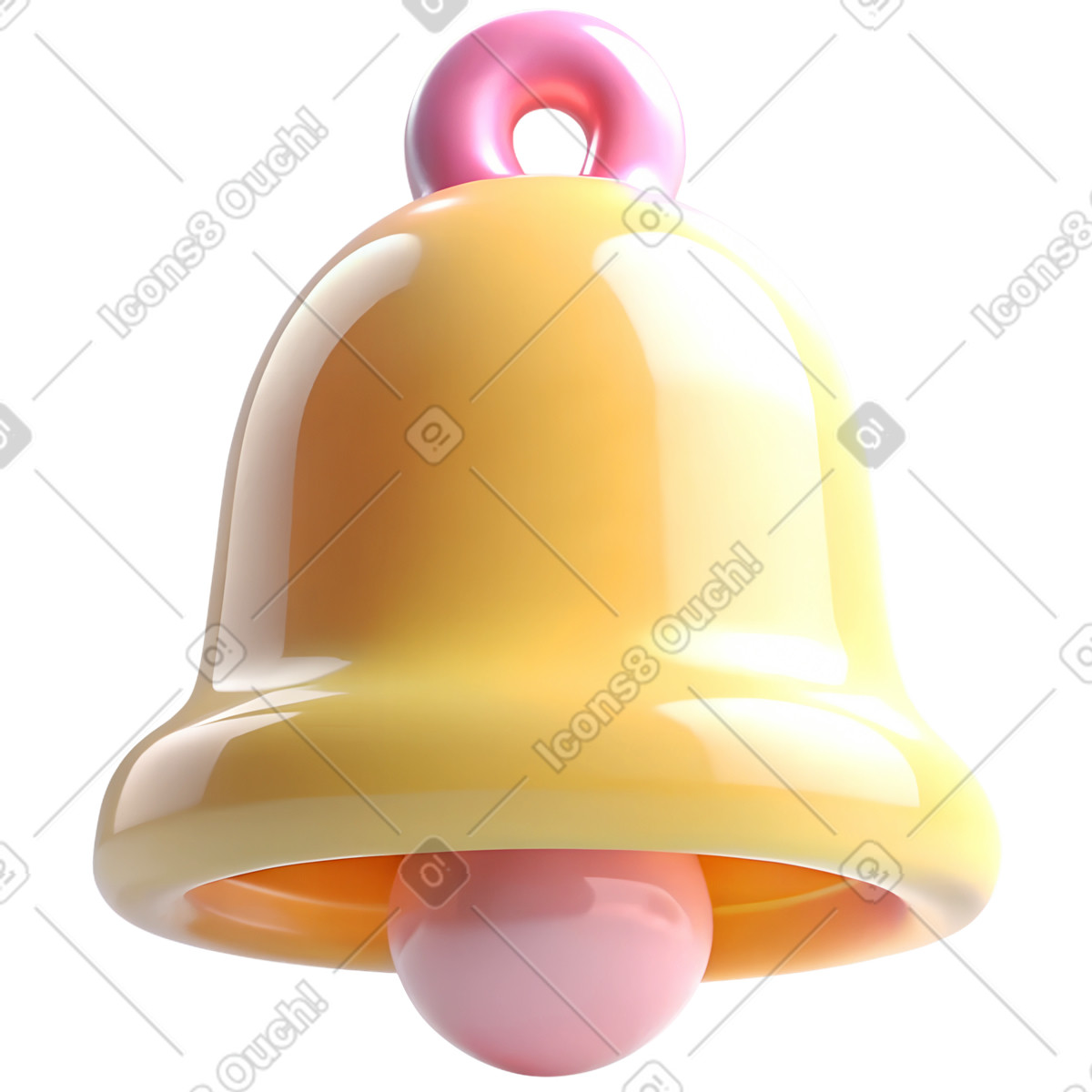 Yellow plastic bell illustration in 3D Cutie style download in PNG, SVG