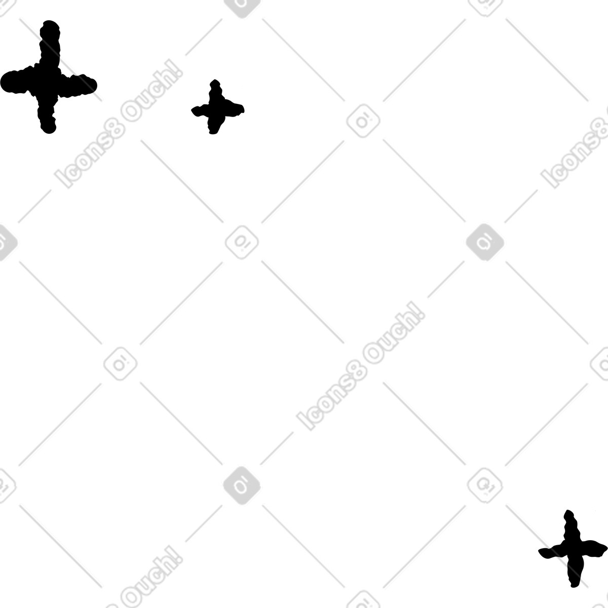 Ilustração de Cross shaped stars black ink marks scattered across em no estilo Chalk para baixar em PNG, SVG