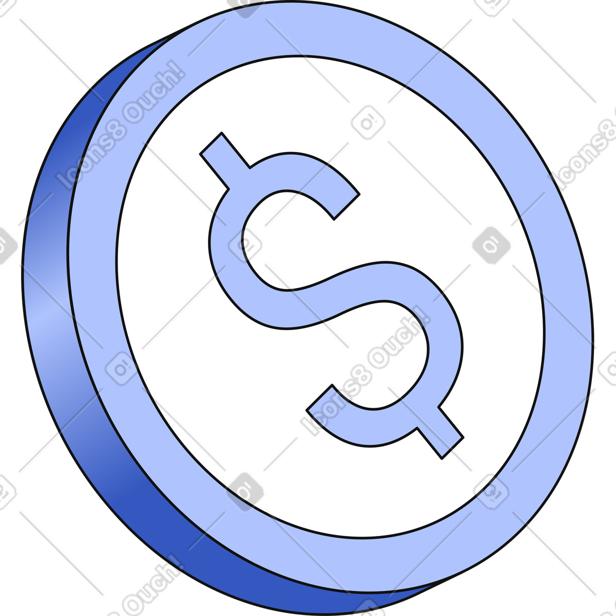 Illustration Pièce d'un dollar dans le style Techny à télécharger aux formats PNG, SVG