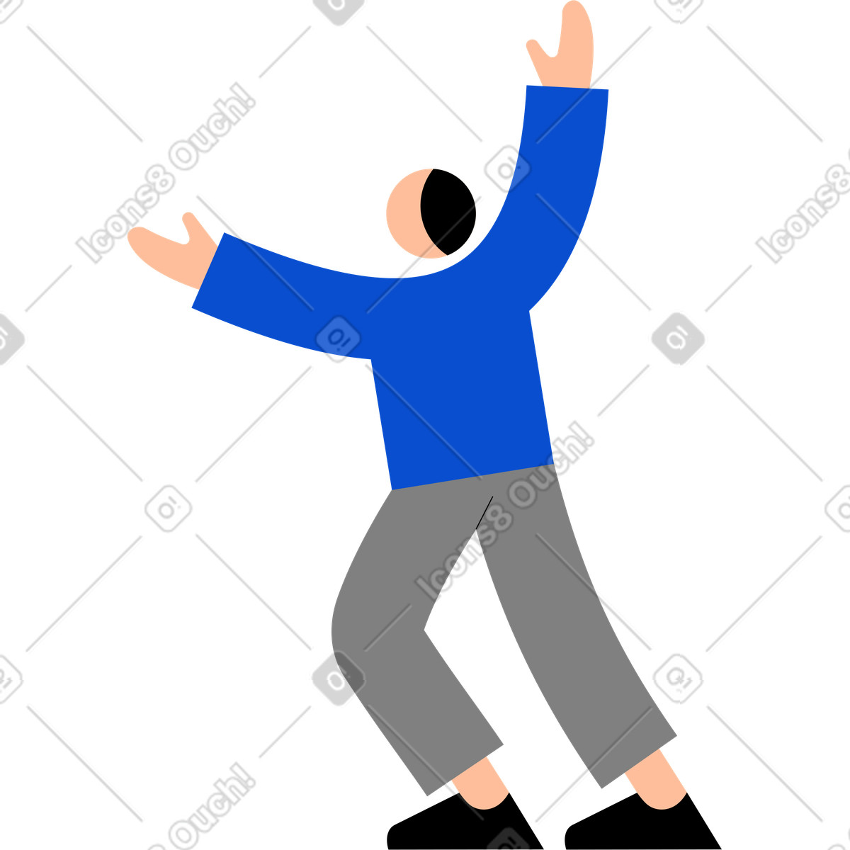 Young man with his hands up illustration in Tiny style download in PNG, SVG
