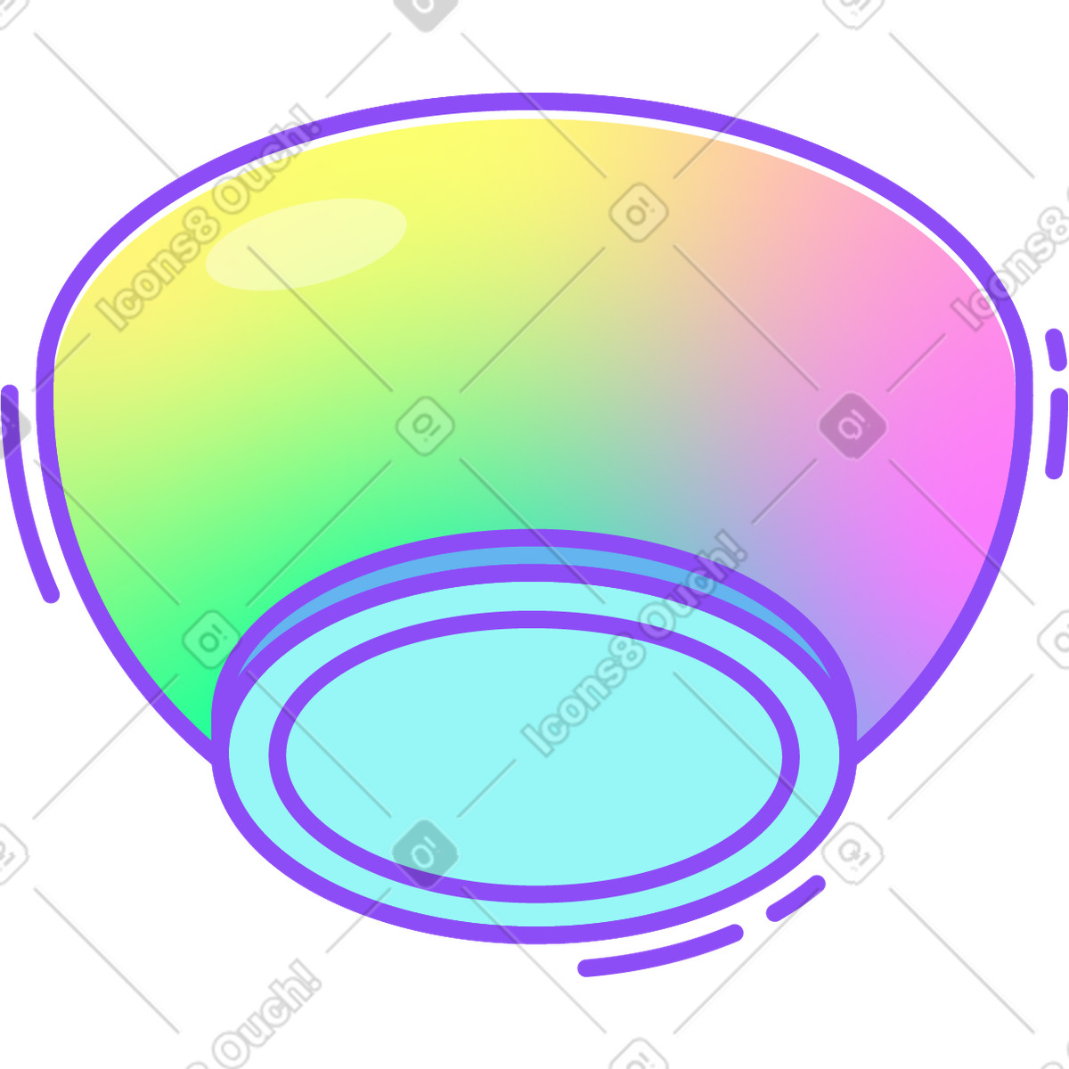 Holographic スタイルの 丼鉢 のイラストをPNG、SVG形式でダウンロード