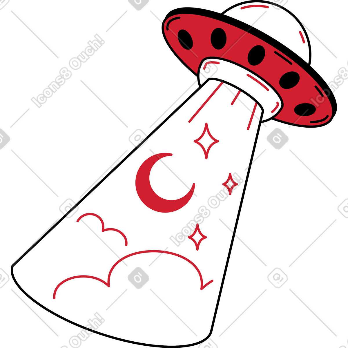 UFO stealing stars and moon illustration in PNG, SVG