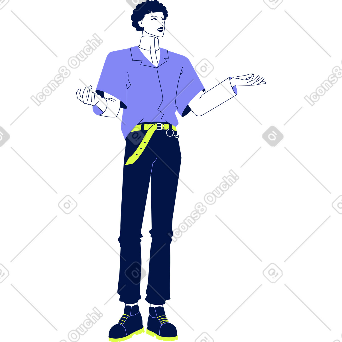 下载 Glow 风格的 张开双臂的年轻人 插画，支持 PNG、SVG 格式