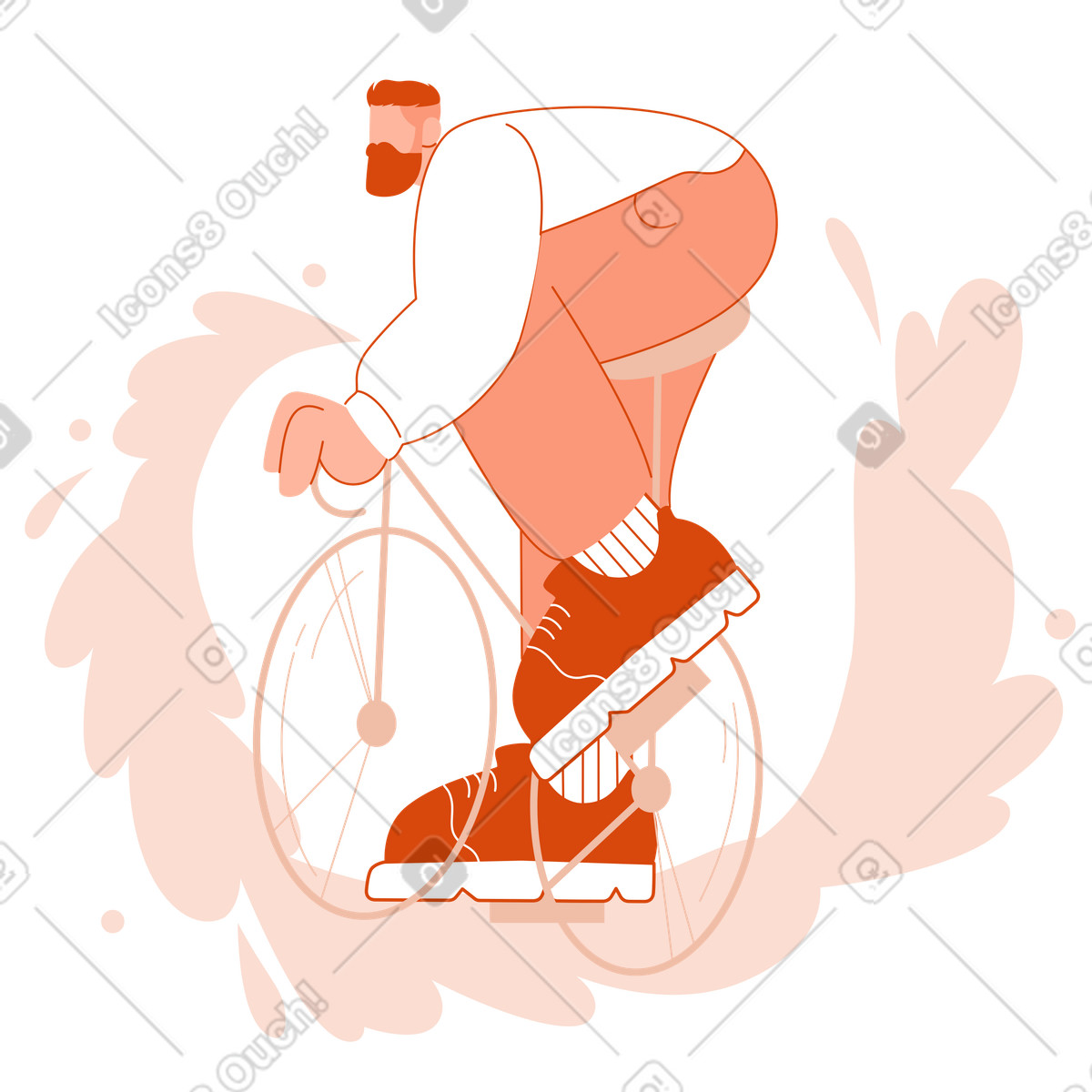 下载 Orange 风格的 骑着自行车送货的骑车人 插画，支持 PNG、SVG 格式