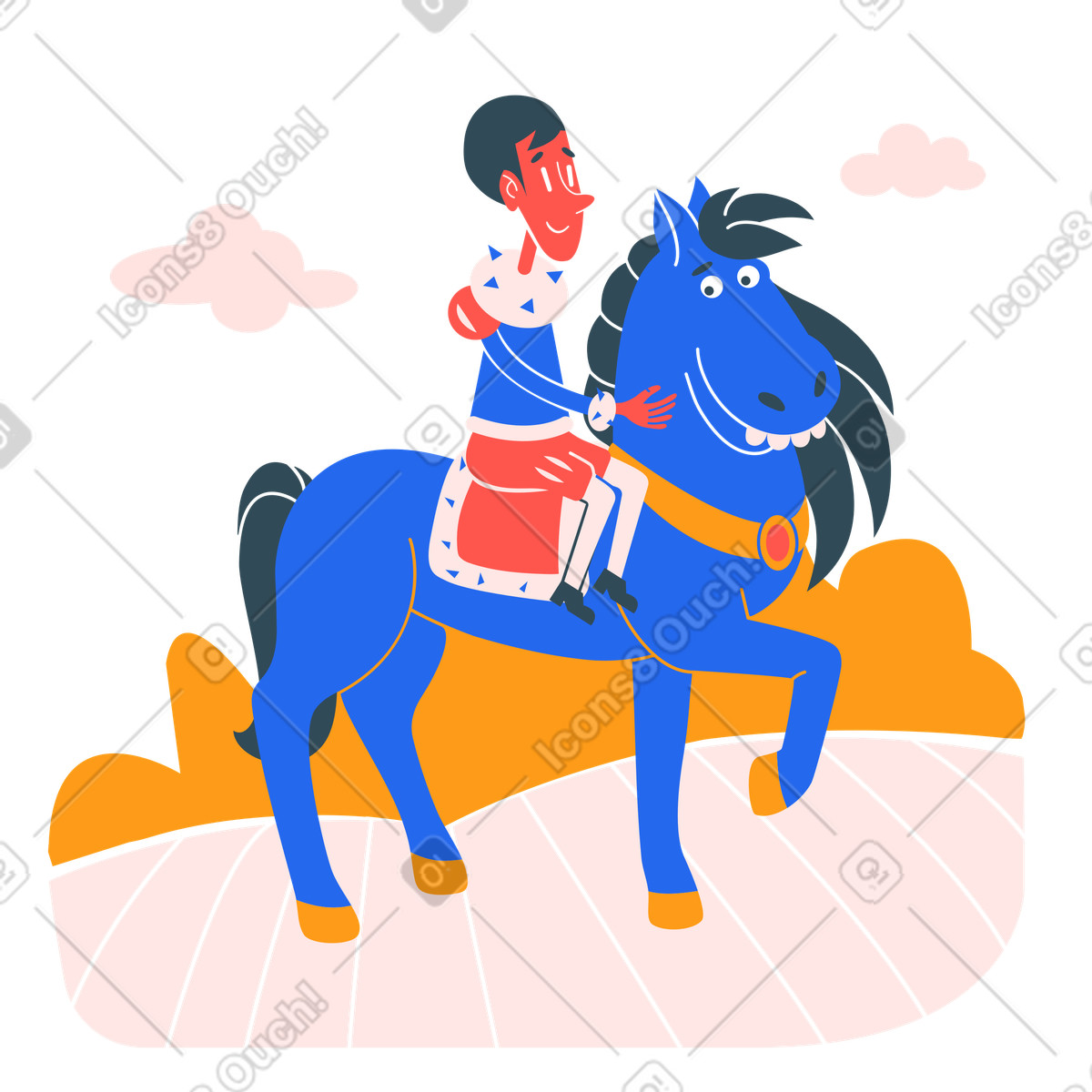 下载 Kingdom 风格的 大自然中骑马的男孩 插画，支持 PNG、SVG 格式
