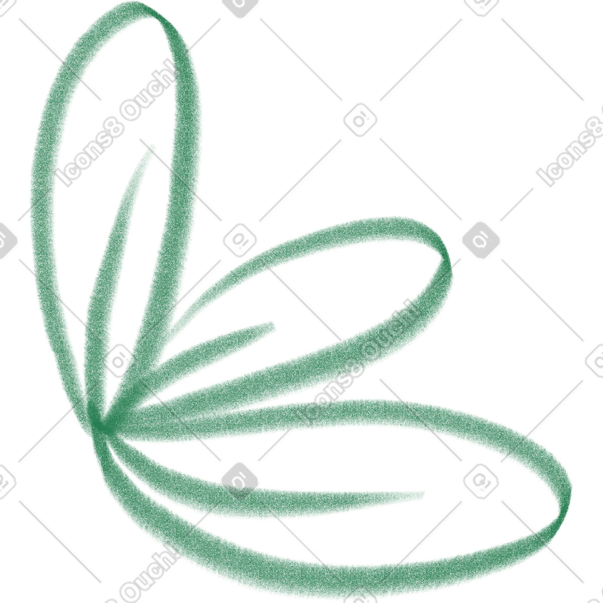 Three green leaves illustrazione in stile Doodle scarica in PNG, SVG