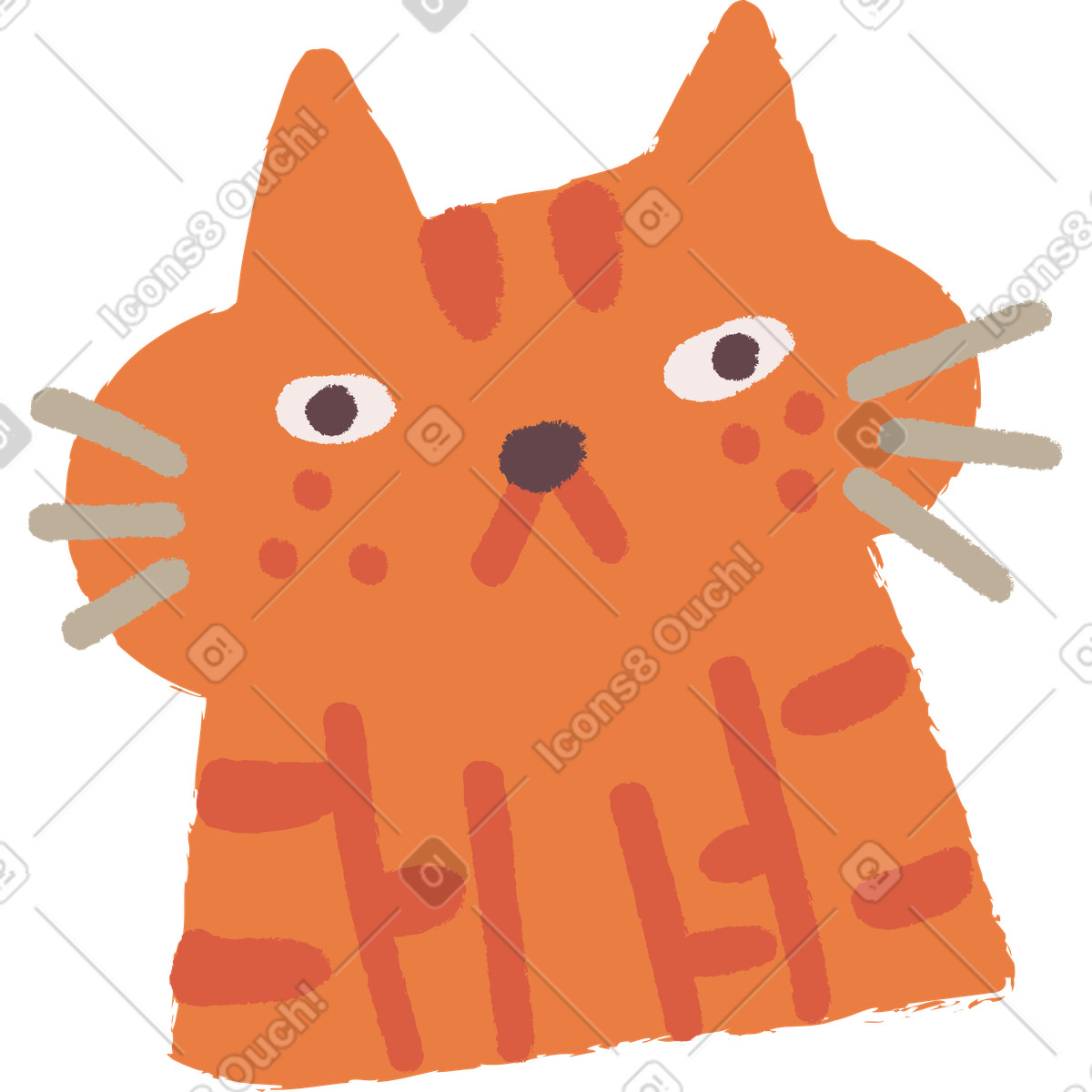 Cat head illustration showcasing grumpy expressions in unique clipart graphics