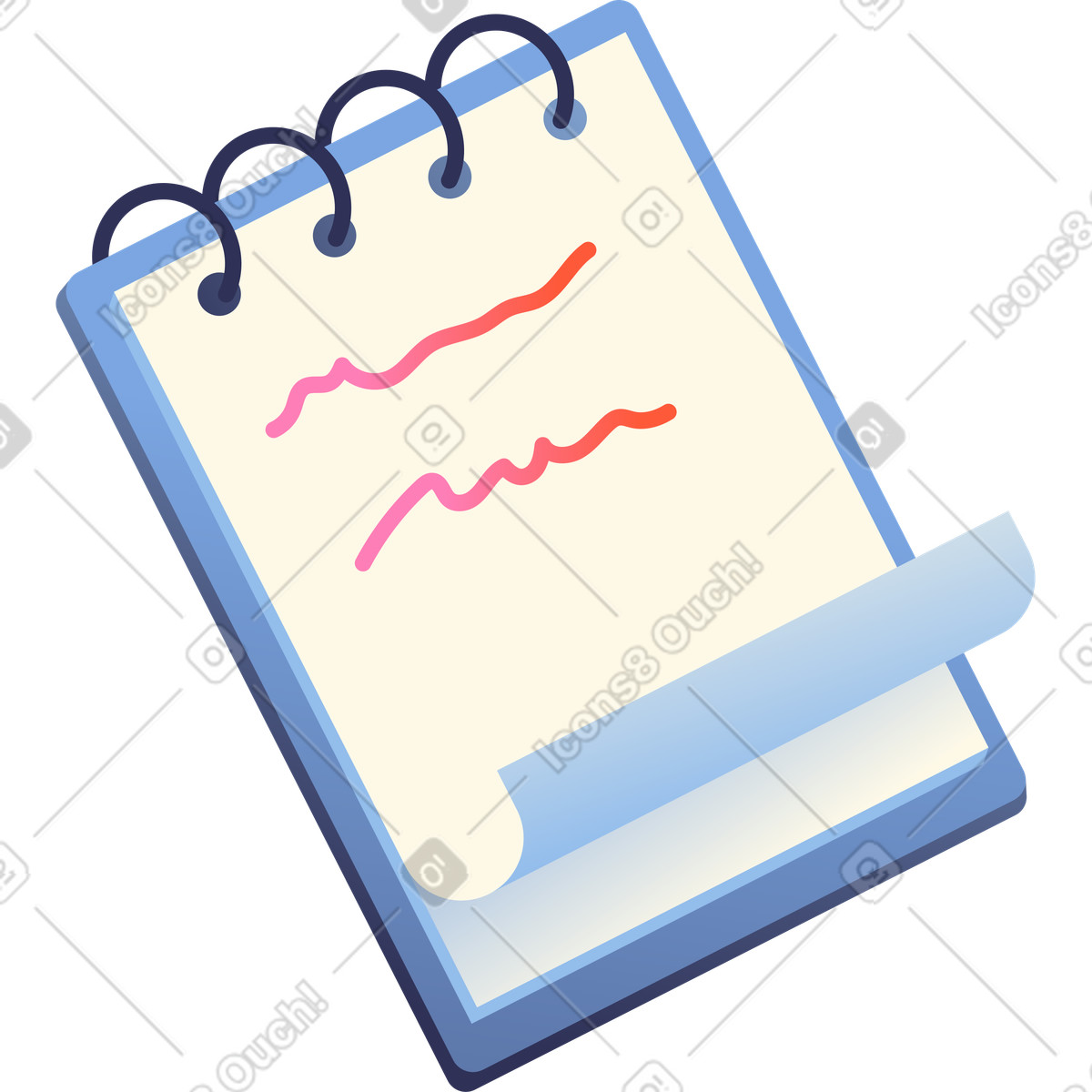 Notebook with notes illustration in Beam style download in PNG, SVG