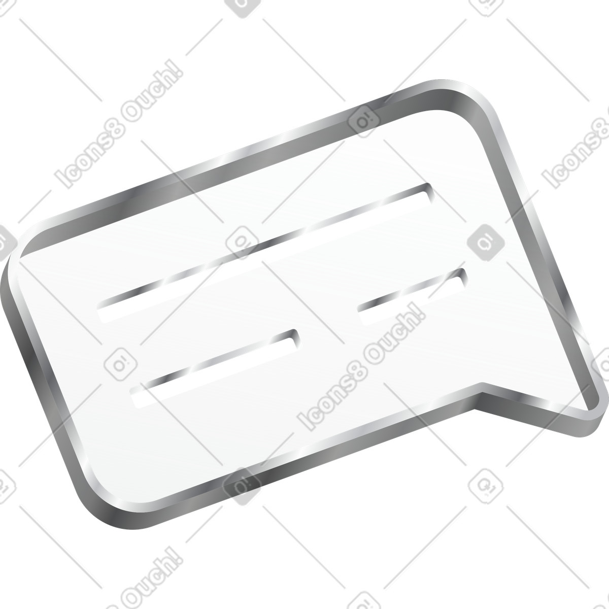 Transparent text bubble with metallic border illustration in Token style download in PNG, SVG
