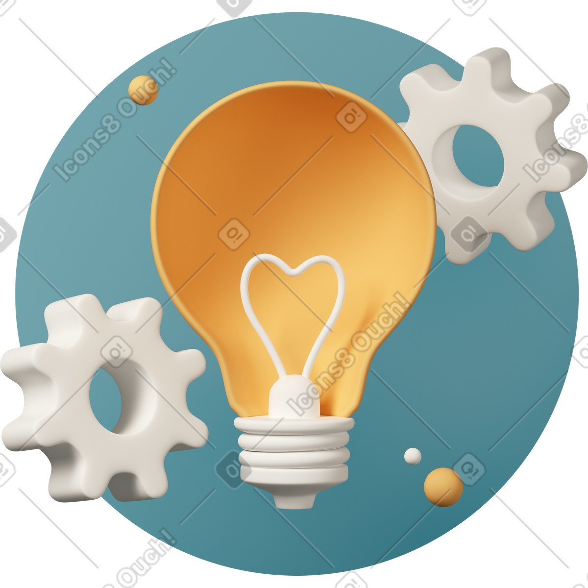 Idea lightbulb with gears animierte Illustration im 3D Casual life-Stil als Download in GIF, Lottie (JSON), AE