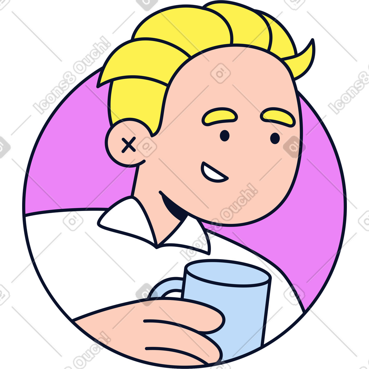 Ilustración Hombre con avatar de taza en estilo Flexy a descargar en PNG y SVG