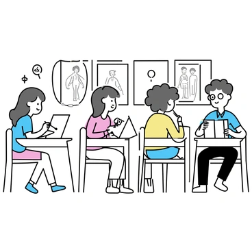 Students in an art class focusing on drawing body templates for their fashion projects