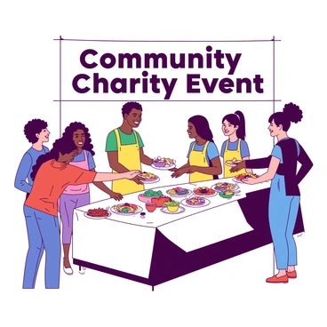 Volunteers sharing food at a charity event serving the community