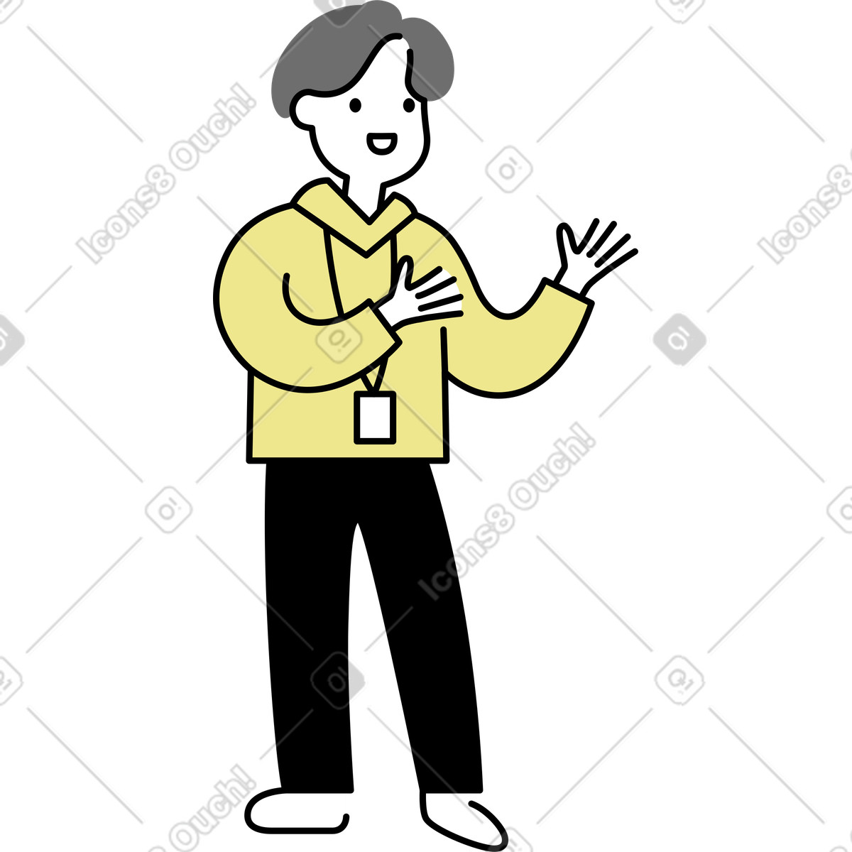 Giovane che parla illustrazione in stile Mochi scarica in PNG, SVG