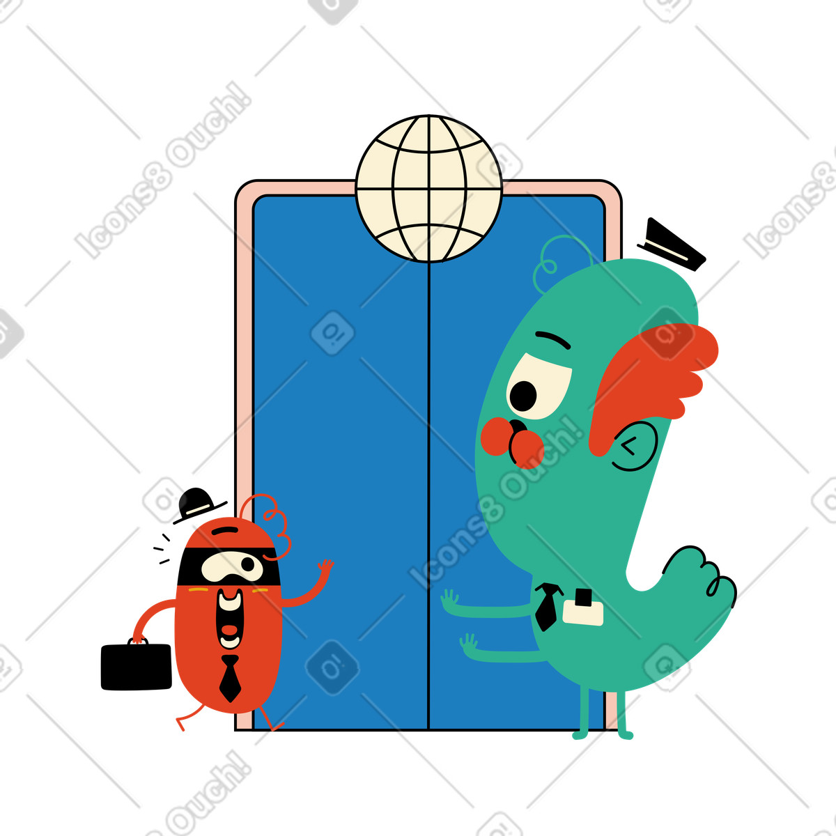 Security guard protecting from thief illustration in Jelly style download in PNG, SVG