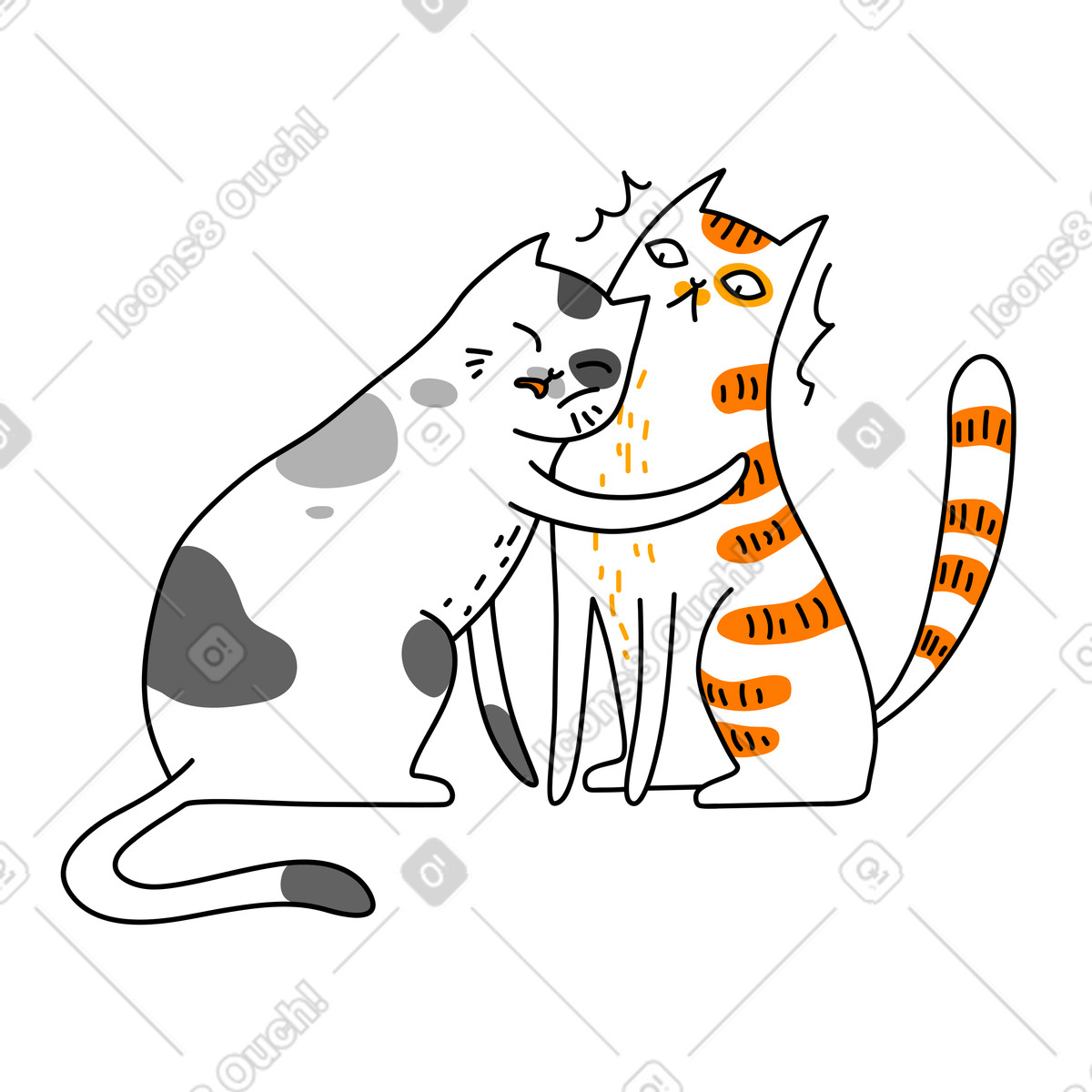 Supportive cat embracing a friend illustration people hugging clipart PNG SVG