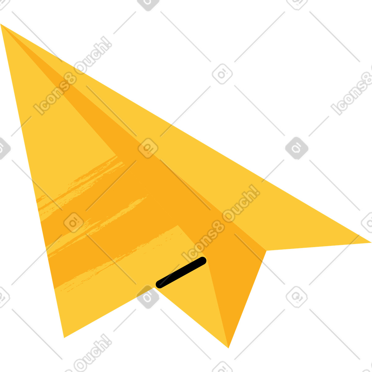 Gelbes papierflugzeug animierte Illustration im Juicy-Stil als Download in GIF, Lottie (JSON), AE
