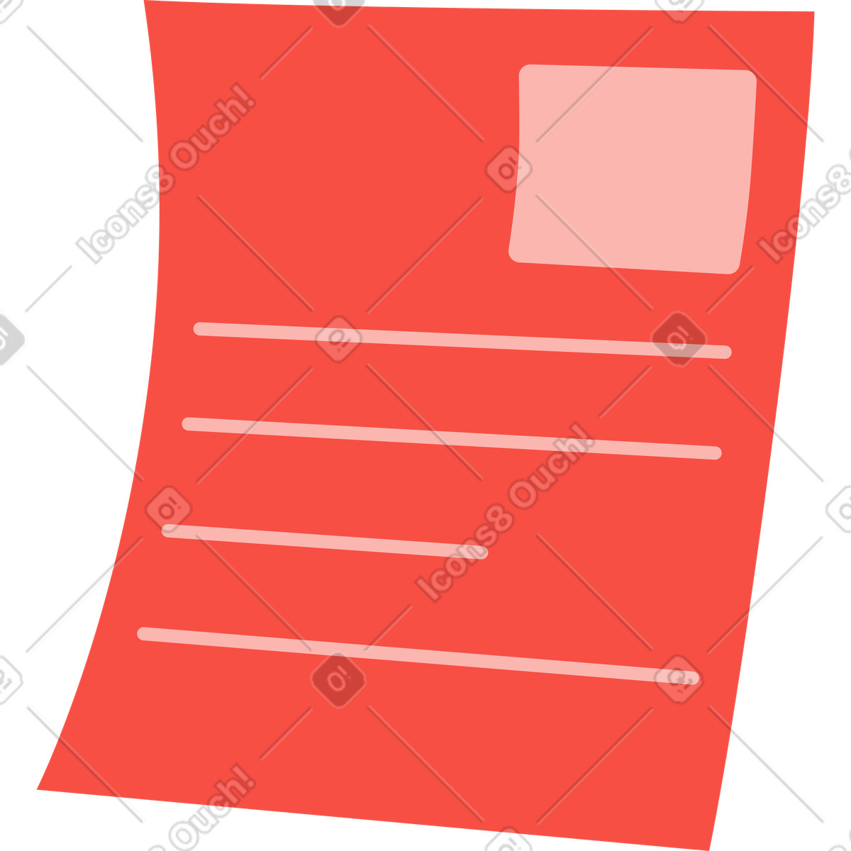 Red paper sheet illustration in Sammy style download in PNG, SVG