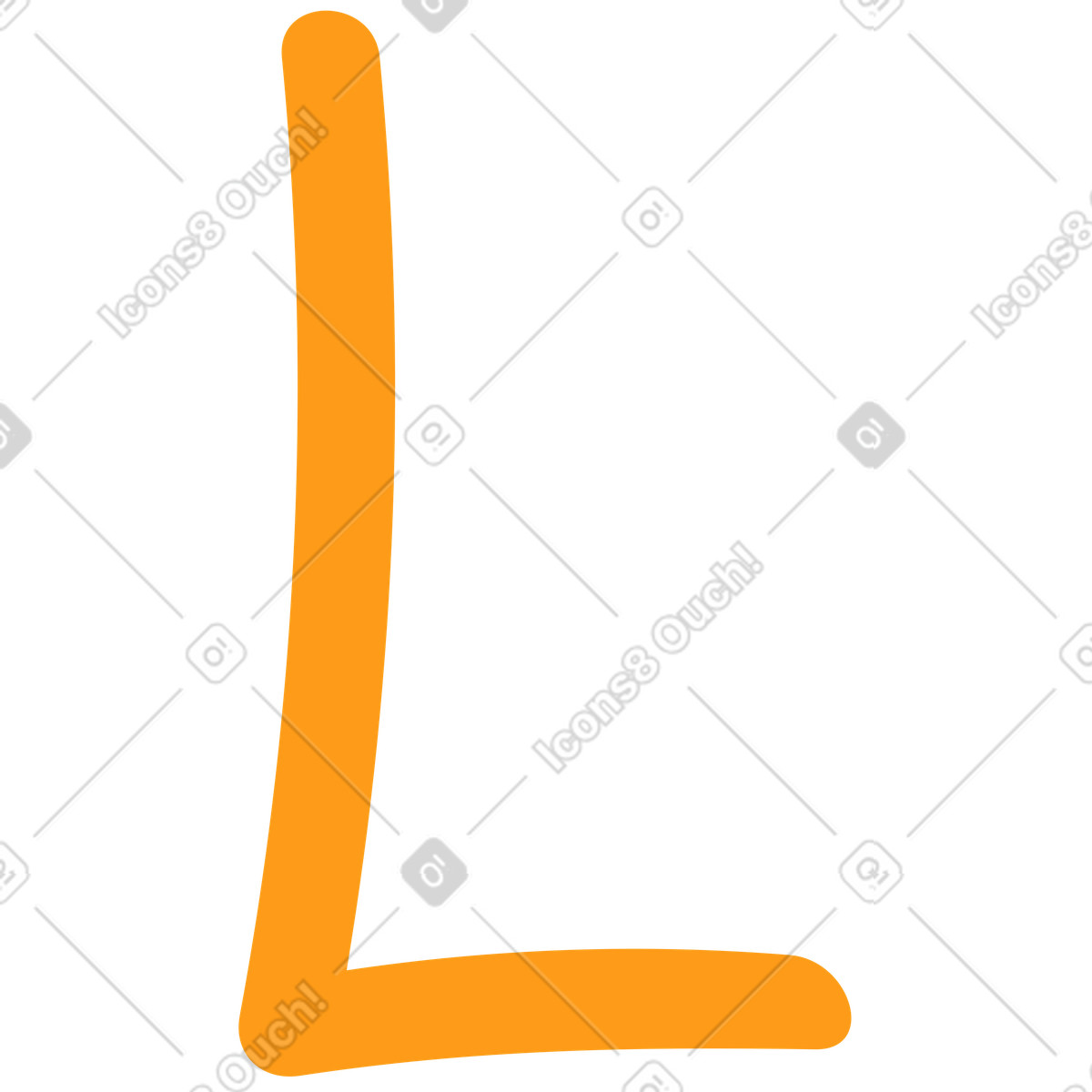 Ilustración L amarillo en estilo Kingdom a descargar en PNG y SVG