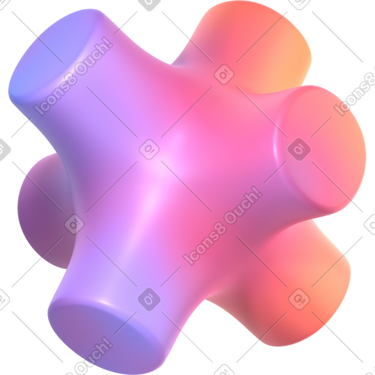Crisscross form illustration in 3D Glassy style download in PNG, SVG